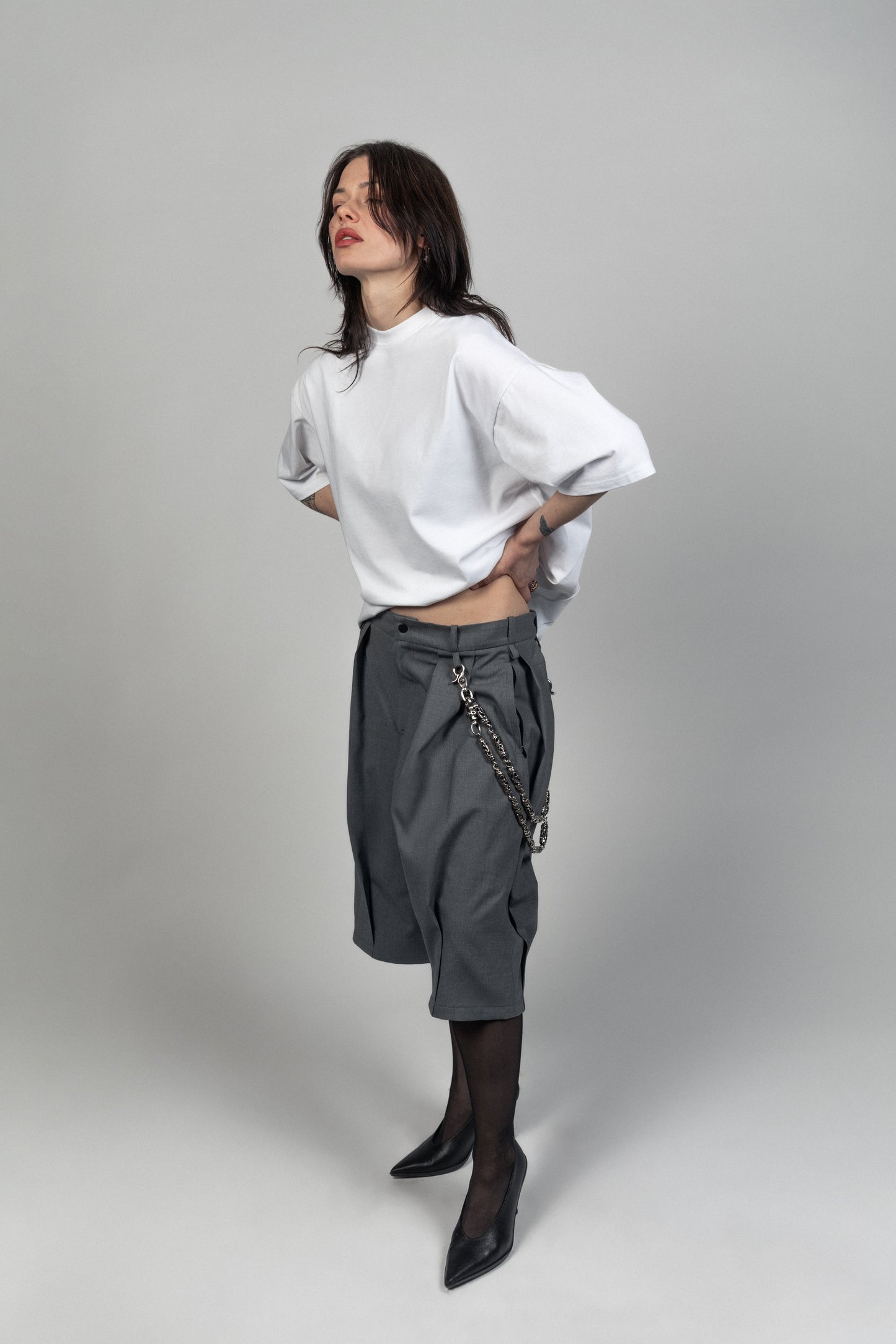 WHITE FOLDSTRIPE T-SHIRT